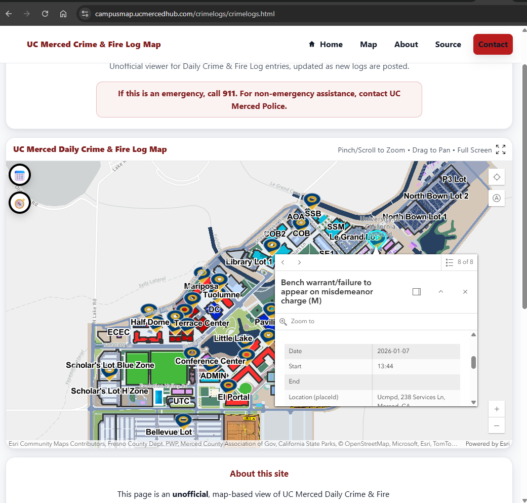 Interactive campus map showing building projects and events