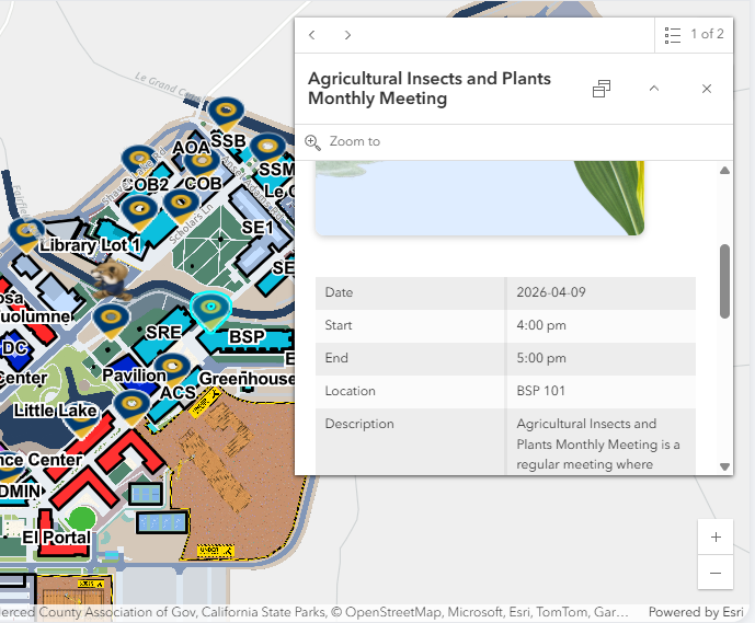 Interactive campus map showing building projects and events